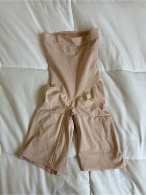 SPANX Beige High-Rise Shaping Shorts.